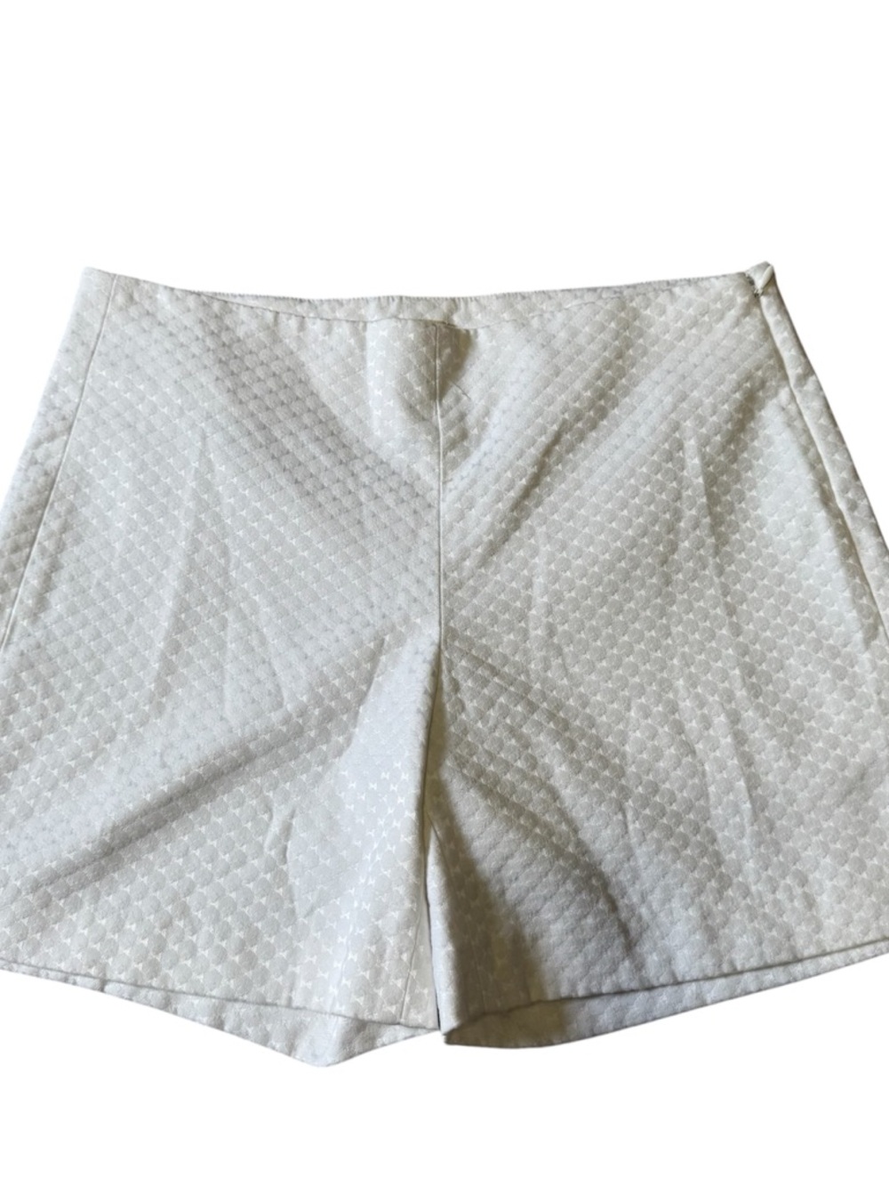 ECRU Brand White Diamond Jacquard Textured Stretch Dress Shorts Womens Size 4